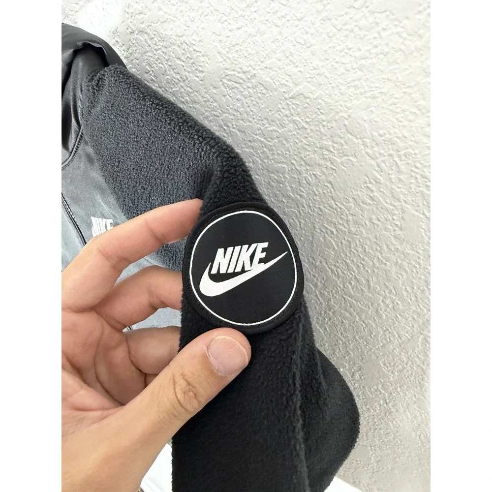 Nike Kids Sherpa Fleece Full Zip Hooded Jacket Black Size 5-6Y
